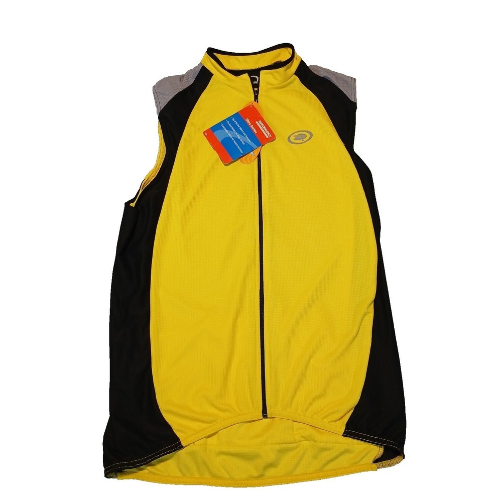 Performance Men's‎ Elite Sleeveless Bike Jersey Cycling Yellow Size L Full Zip
